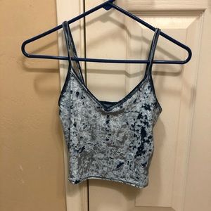 Urban Outfitters blue velvety crop tank XS